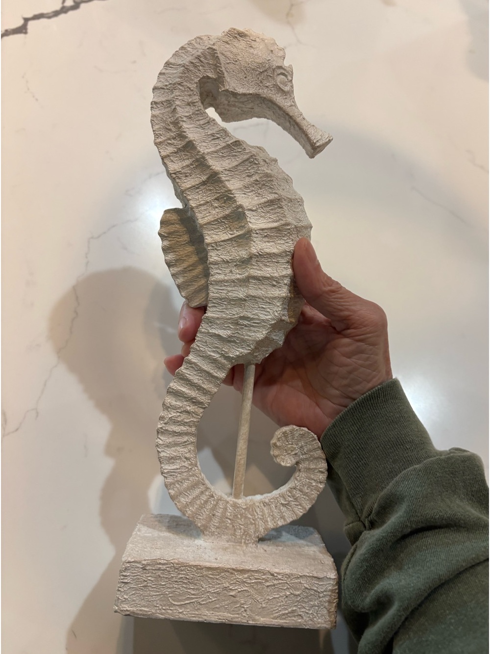 Resin White Washed Seahorse Decor